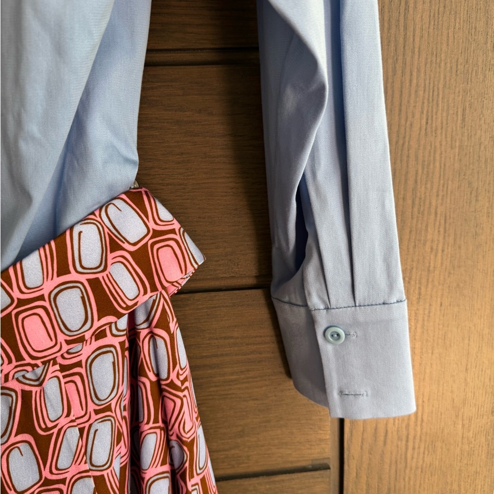 Alexis Light Blue Dress Shirt with Patterned Skirt - Picture 8 of 14